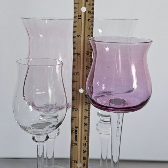 vtg assorted crystal candle holders lot/4 votive glass holders wedding decor tab - Picture 5 of 6